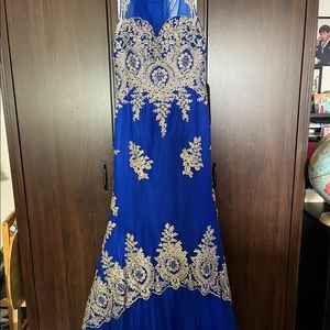 Blue bling prom dress